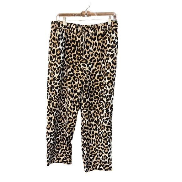J.Crew Leopard Print Wide-Leg Pants Casual Chic Animal Pattern Size 10 - Picture 1 of 3